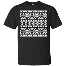 Load image into Gallery viewer, Aztec Essence Pattern White on Black T-Shirt