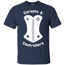 Load image into Gallery viewer, Corsets and Controllers Logo White T-Shirt