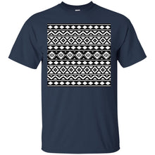 Load image into Gallery viewer, Aztec Essence Pattern White on Black T-Shirt