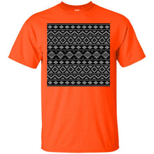 Load image into Gallery viewer, Aztec Essence Pattern Gray on Black T-Shirt