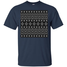 Load image into Gallery viewer, Aztec Essence Pattern Gray on Black T-Shirt