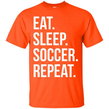 Load image into Gallery viewer, eat sleep soccer repeat T-Shirt
