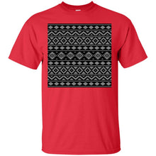 Load image into Gallery viewer, Aztec Essence Pattern Gray on Black T-Shirt