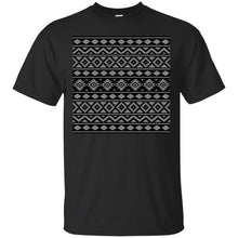 Load image into Gallery viewer, Aztec Essence Pattern Gray on Black T-Shirt