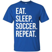 Load image into Gallery viewer, eat sleep soccer repeat T-Shirt